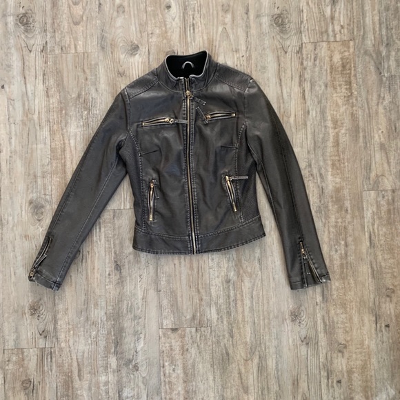 Jackets & Blazers - Fleece lined motto jacket w/gold zippers